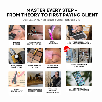 Brow Lamination, Hybrid Dye, Mapping & Waxing Online Course