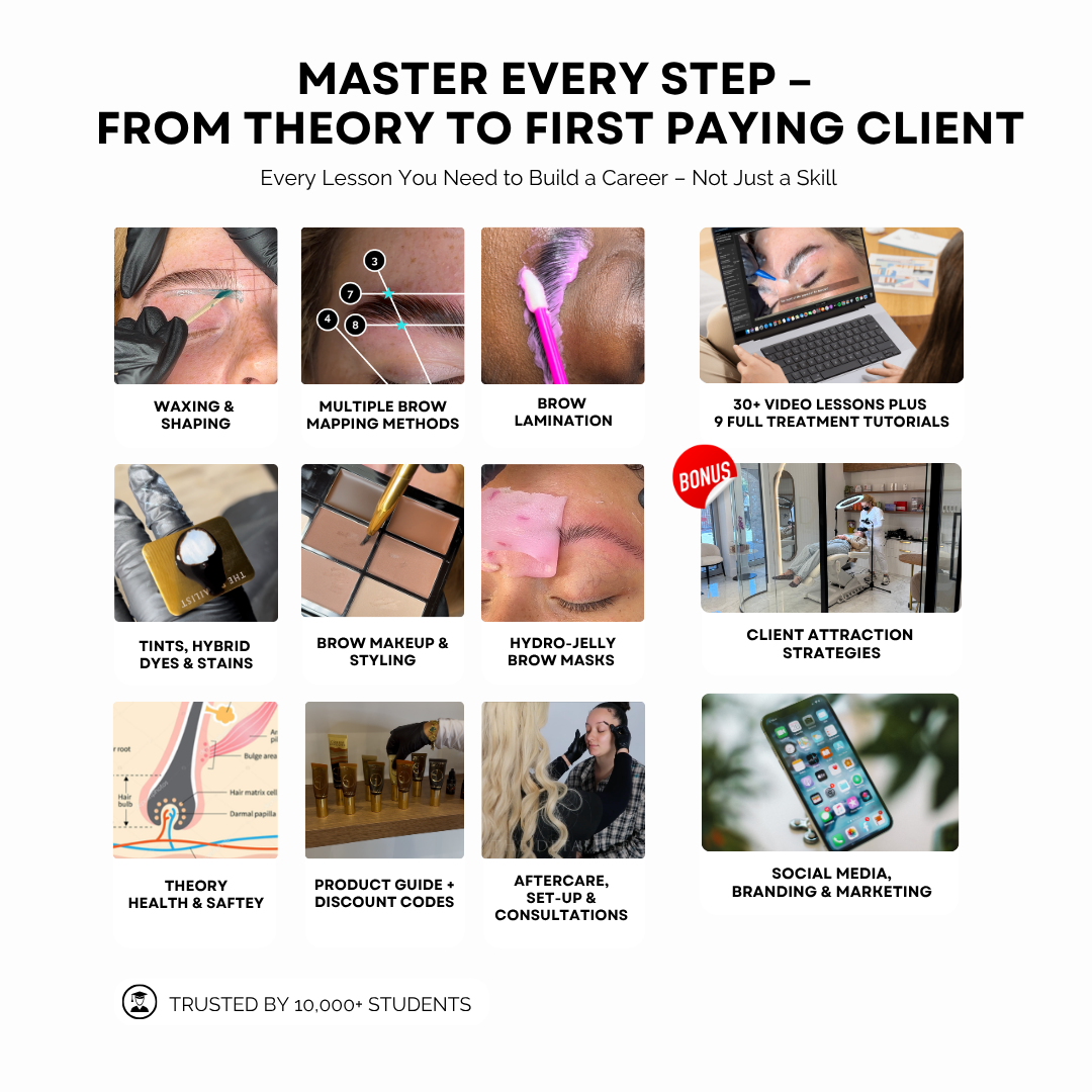 Brow Lamination, Hybrid Dye, Mapping & Waxing Online Course